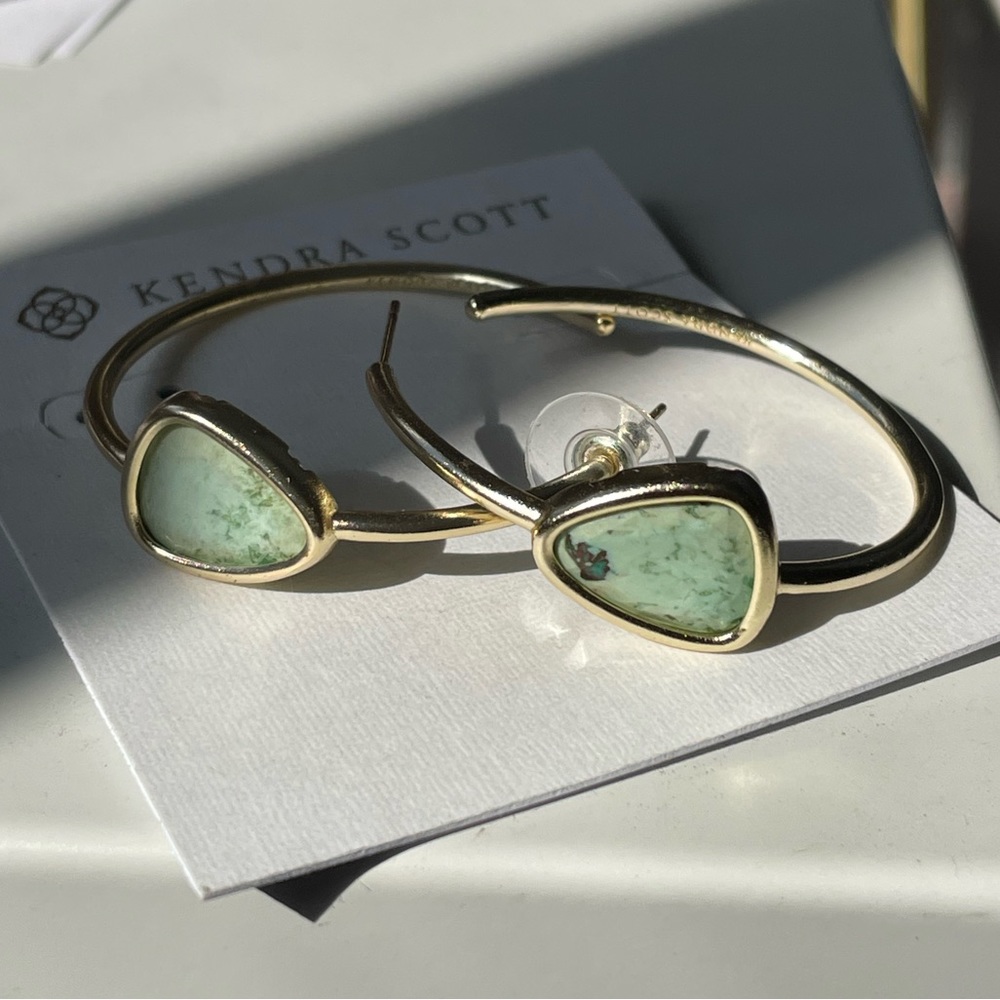 Margot Hoops in Sea Green Chrysocolla and Gold